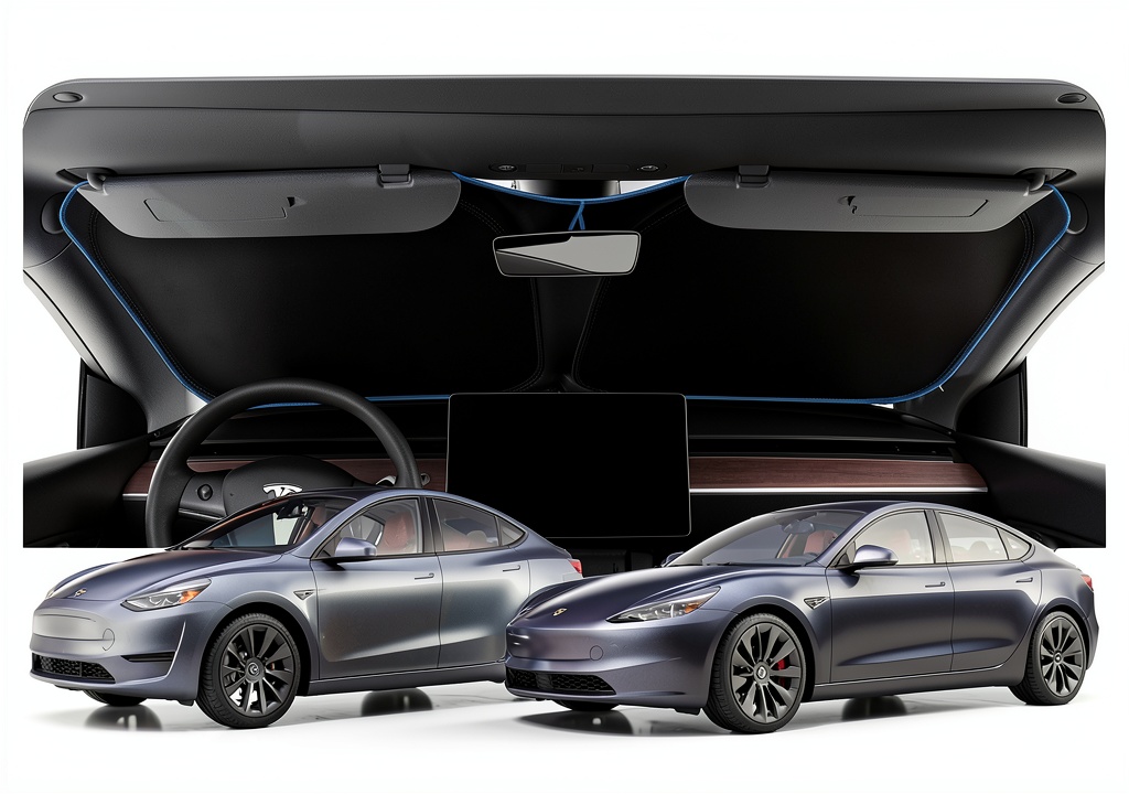 Installing Spigen Tesla sunshade on a Model Y windshield