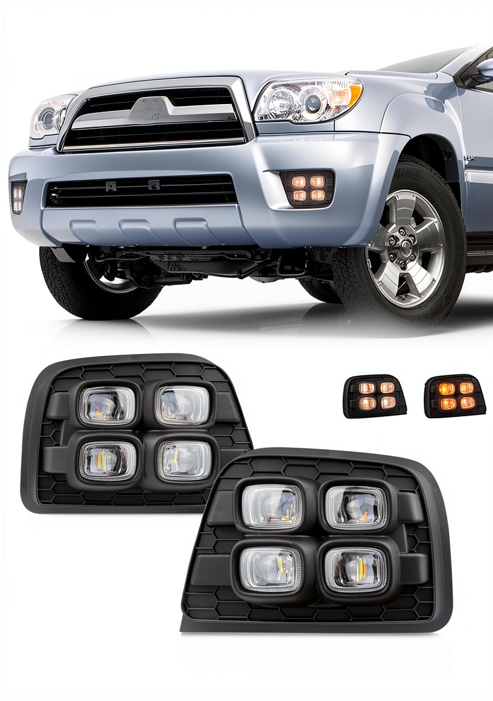 BINQIGOO LED fog lamp installed on a Toyota 4Runner front bumper