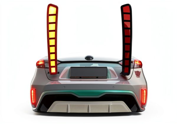 PGTOPONE Rear LED Bumper Reflector Set Black Red-0