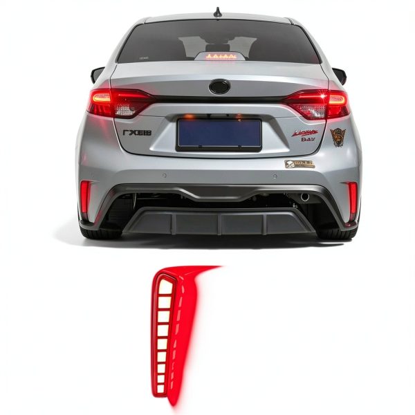 PGTOPONE Rear LED Bumper Reflector Set Black Red-5