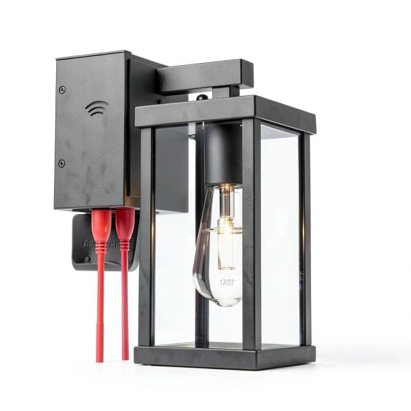Dusk to Dawn Porch Lights JOKAONOTL Black Wall Mount with GFCI 11.8H-0
