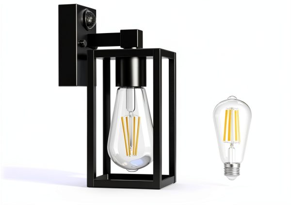 Motion Sensor Outdoor Light 2-Pack Mount 10.24'' Black Lantern-5